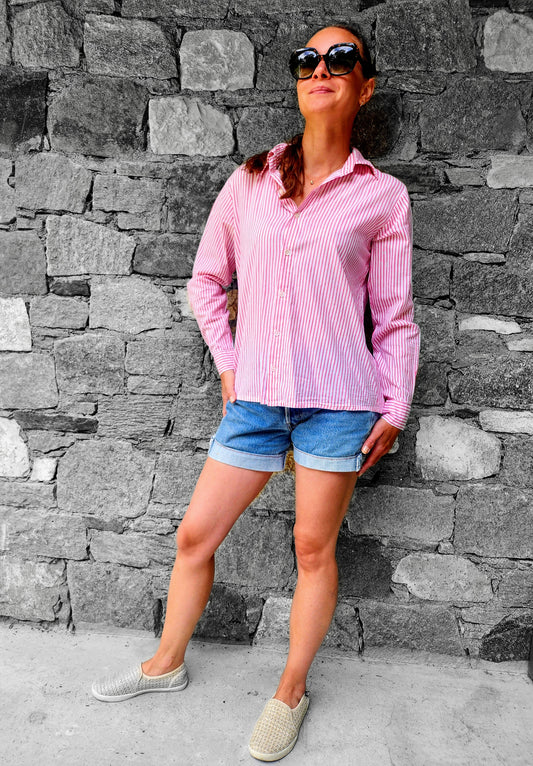 Chemise rayure rose