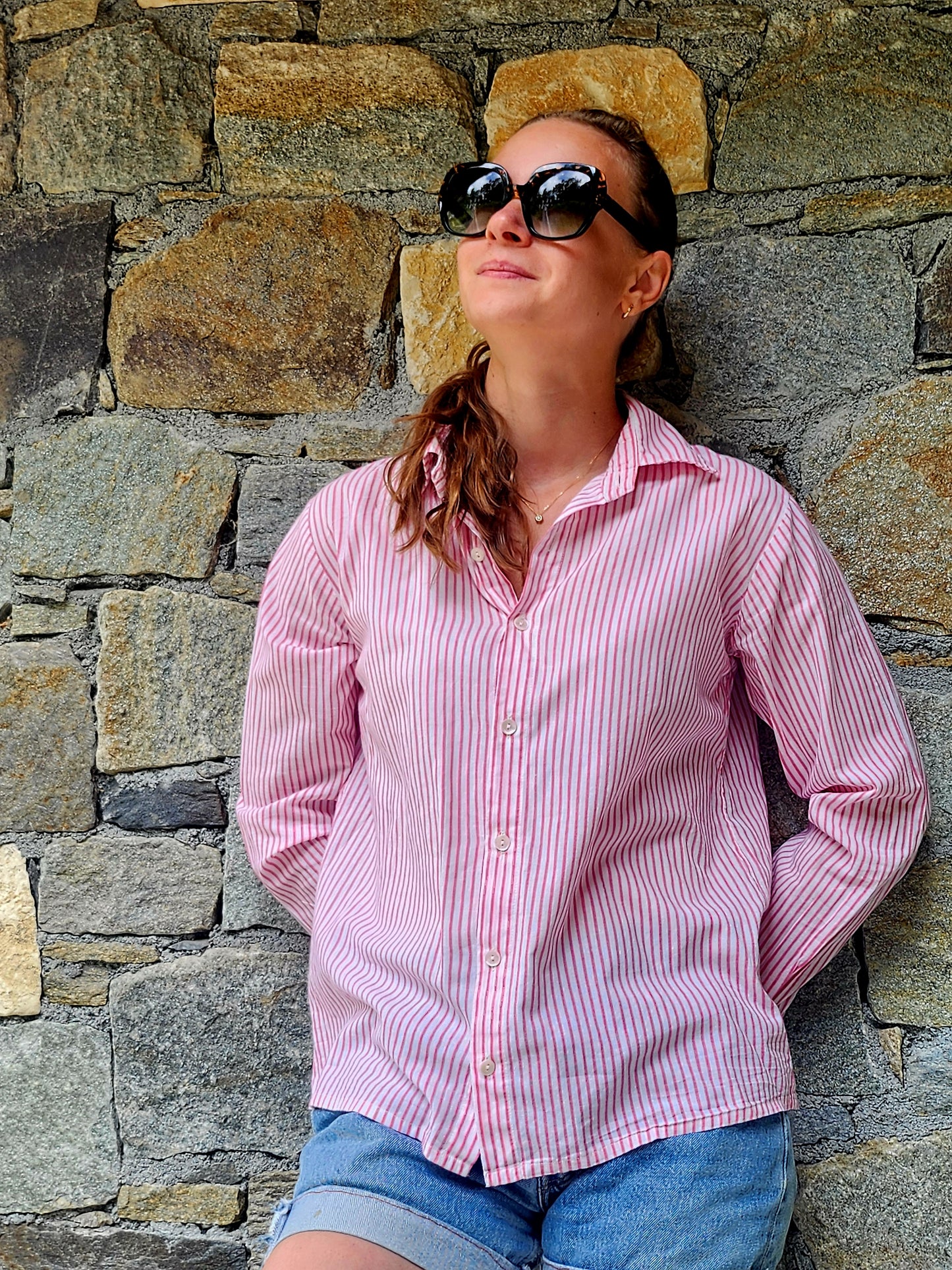 Chemise rayure rose