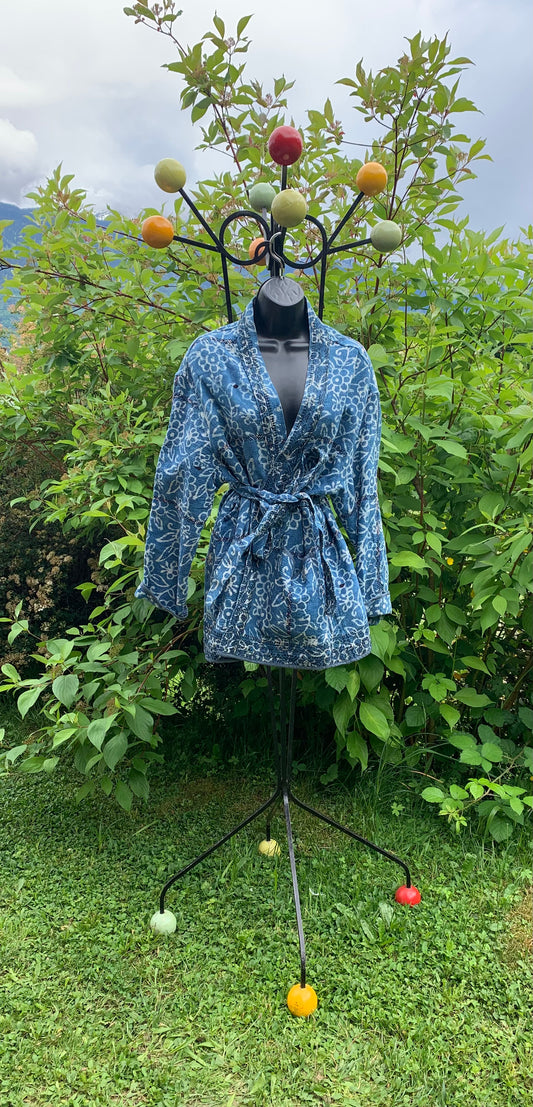 Veste kantha bleue