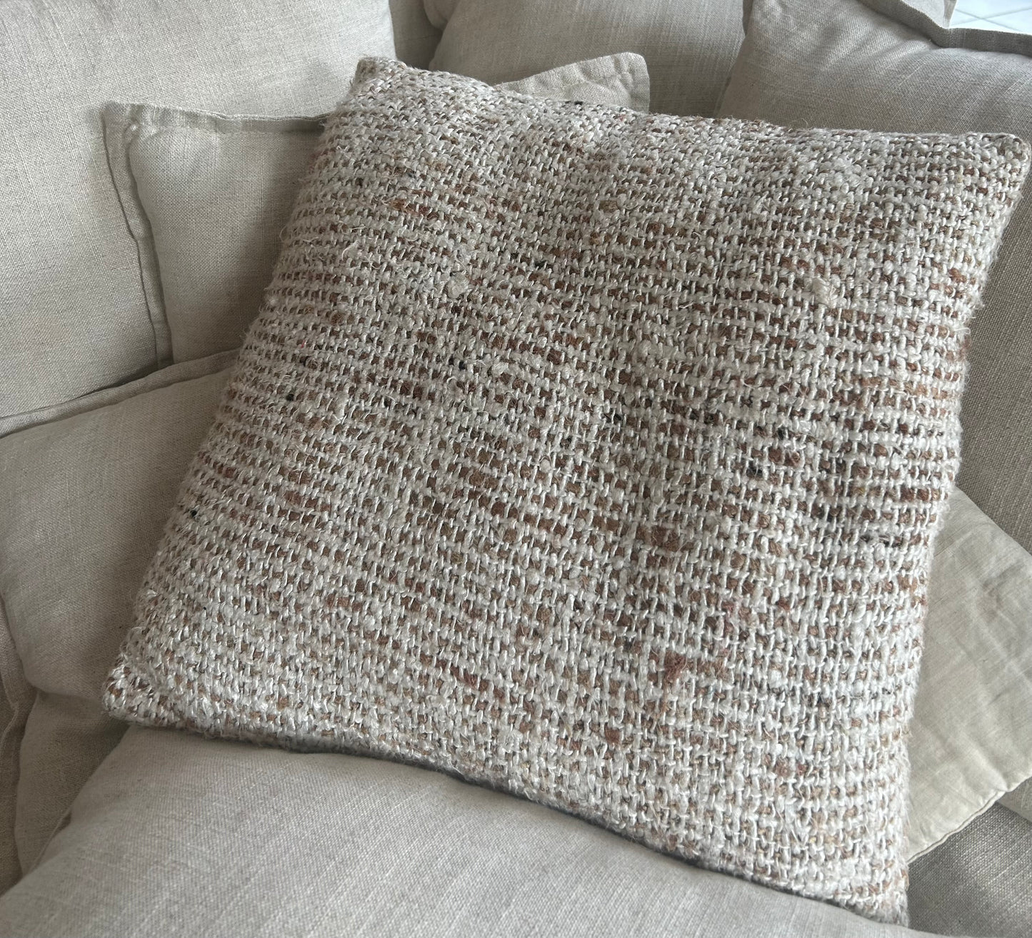 Coussin tissé nature