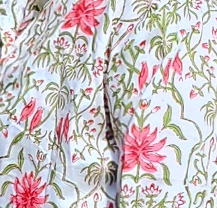 Robe "Jodhpur" fleurie blanche mi-saison/hiver