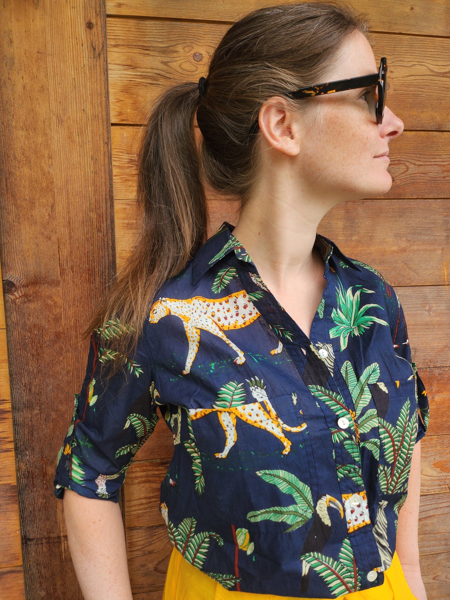 Chemise jungle bleu marine