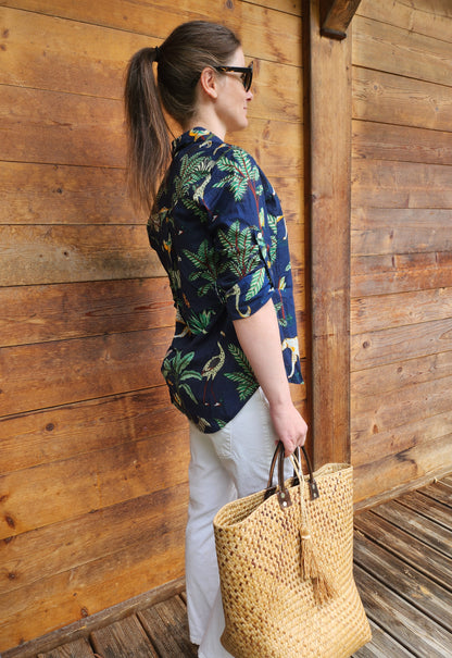 Chemise jungle bleu marine