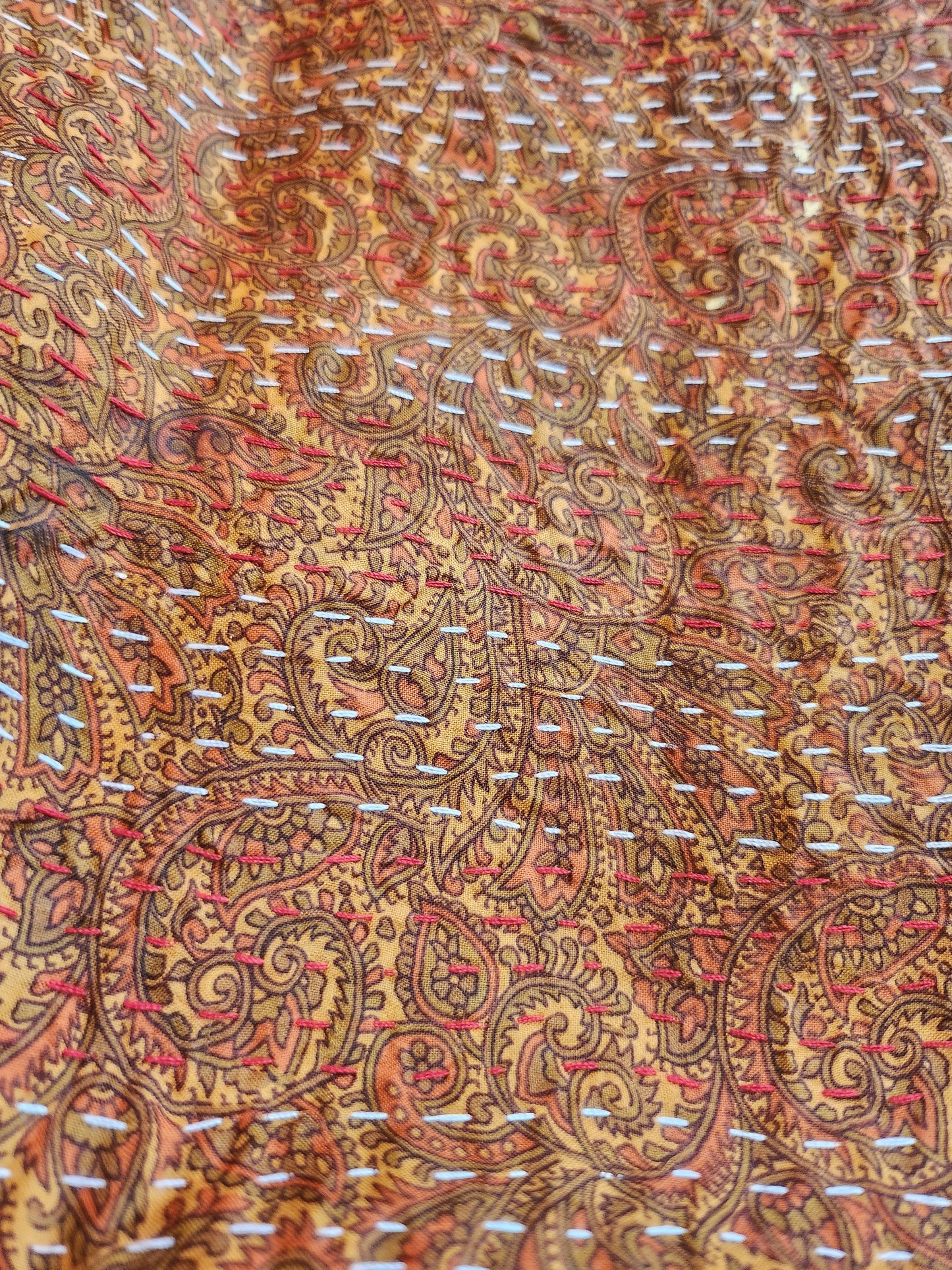 Écharpe kantha feuille de bambou