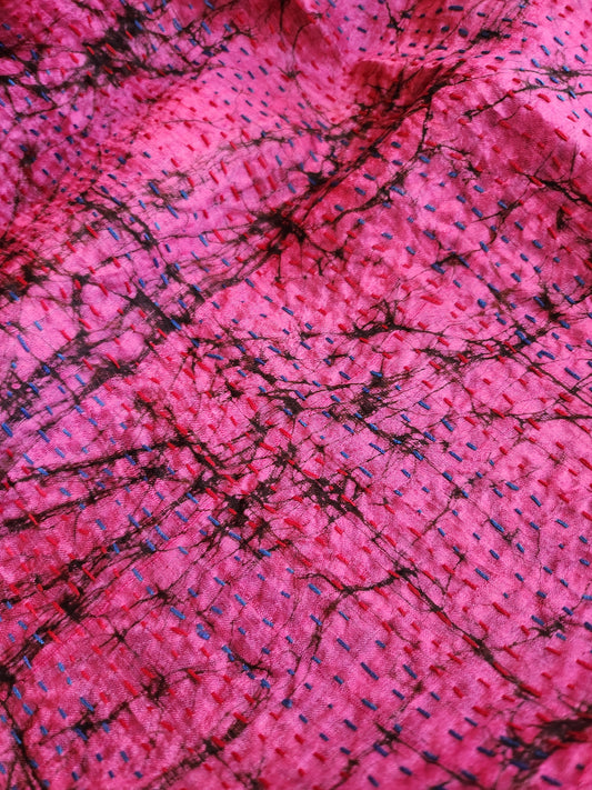Écharpe kantha rose et violette flash