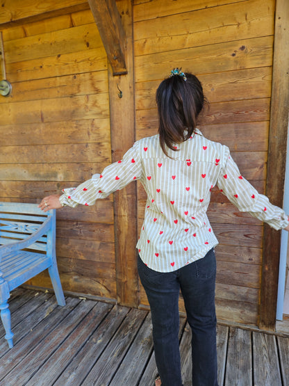 Chemise rayure et petit cœur