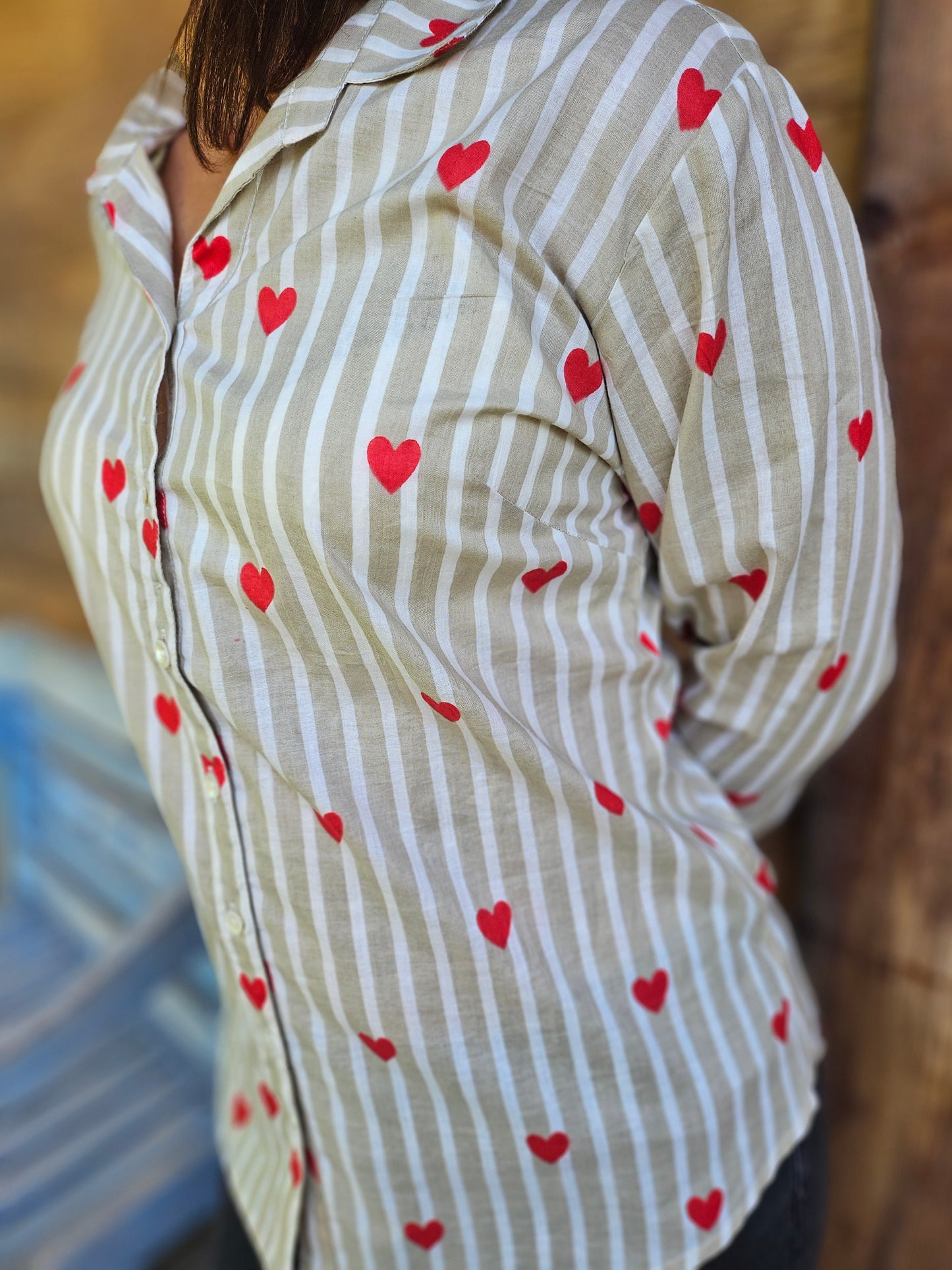 Chemise rayure et petit cœur
