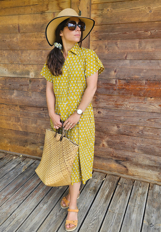 Robe "Delhinette" bagru (Disponible en 2 imprimés)