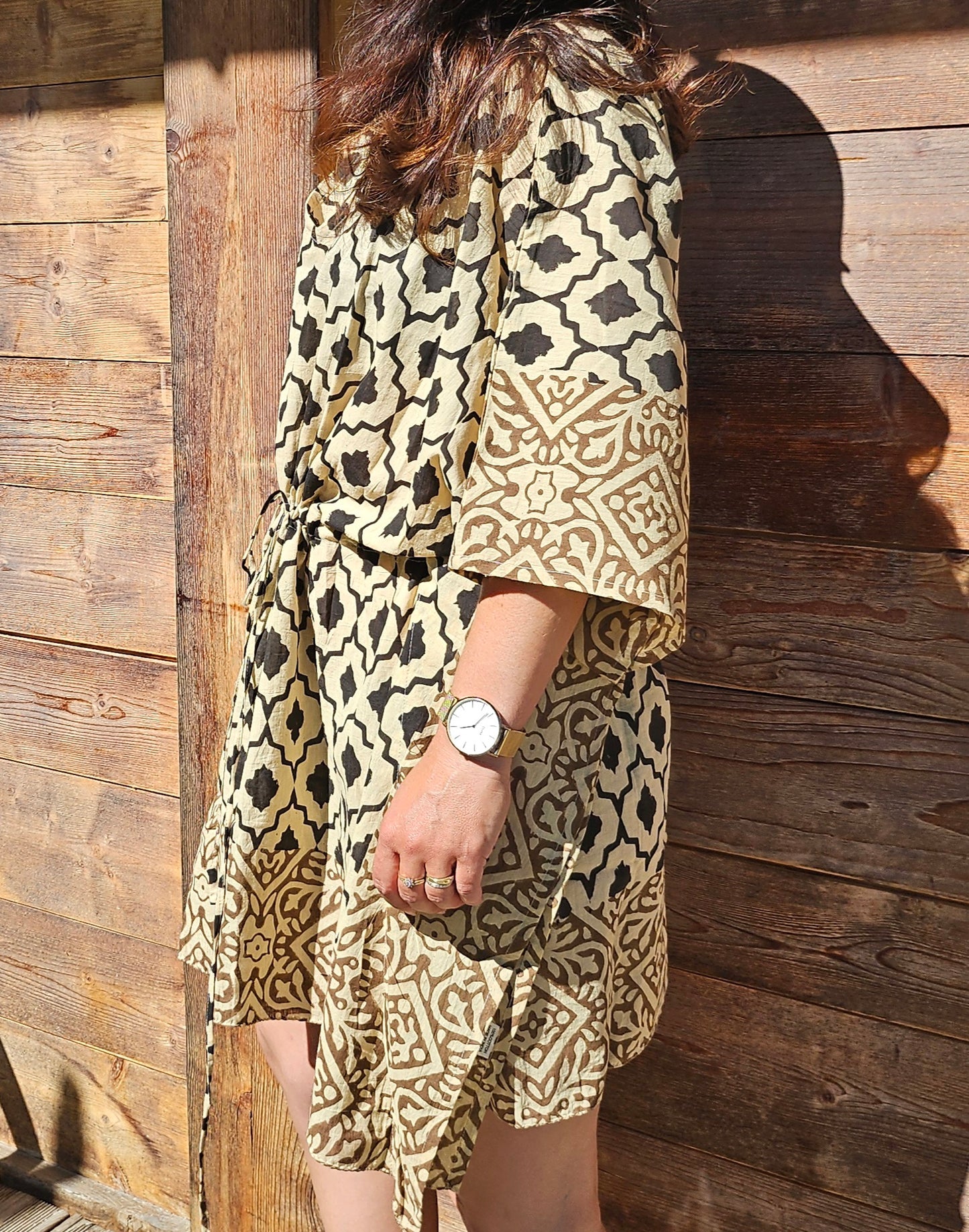 Kaftan court bagru "losange"