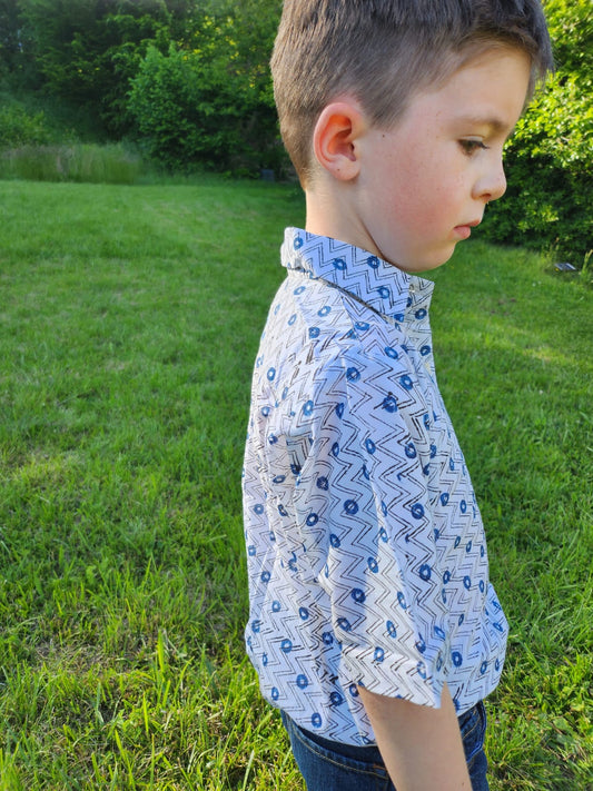 White block print kid's shirt