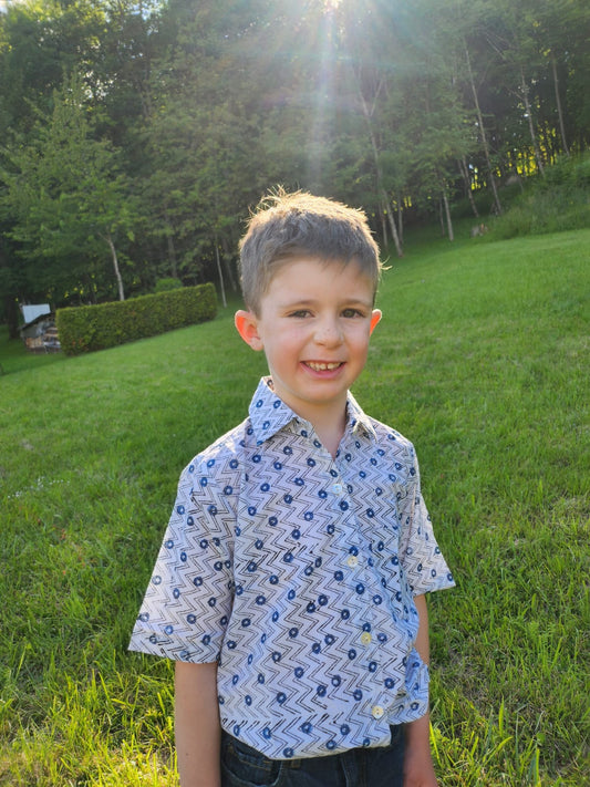 White block print kid's shirt