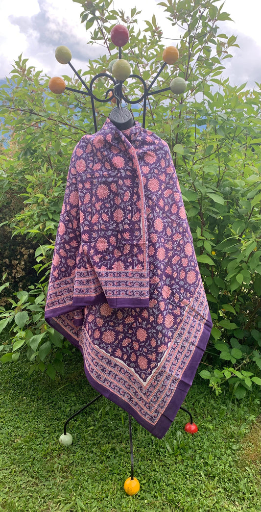 Paréo block print violet