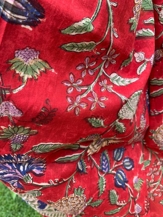 Paréo block print rouge