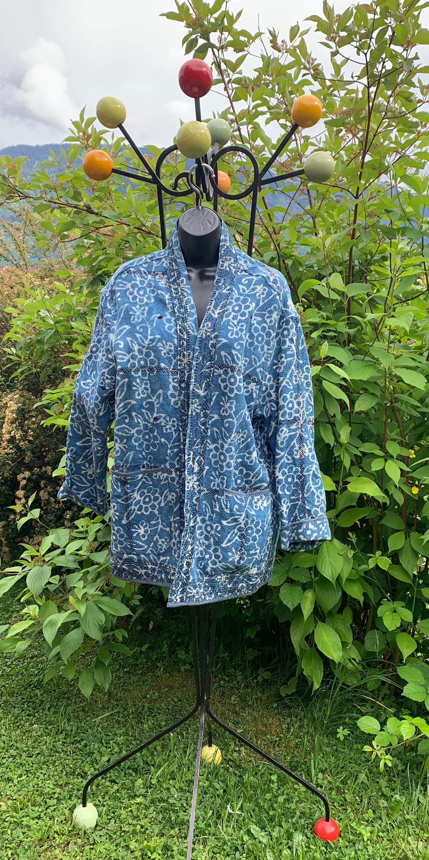 Veste kantha bleue