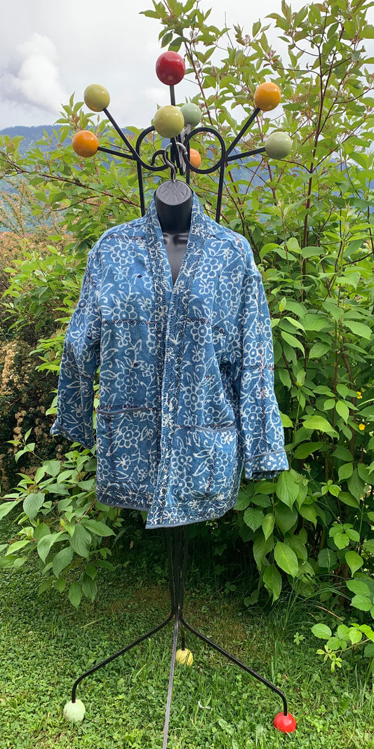 Veste kantha bleue