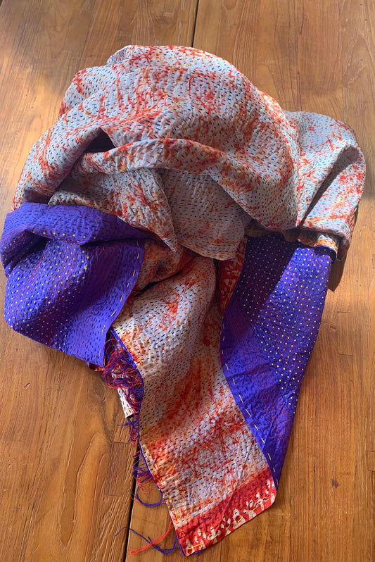 Étoles Kantha orange et violet