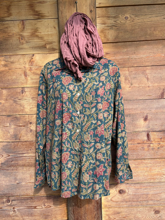 Chemise florale vert d'eau