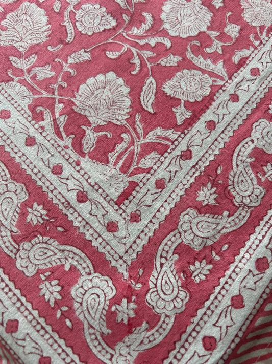 Nappes rose block print 150X150 cm